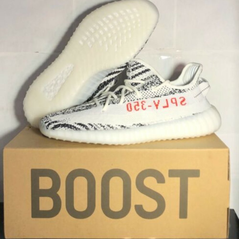 Authentic Adidas Yeezy Boost 350 V2 Zebra CP9654 Primeknit Red Core Black White
